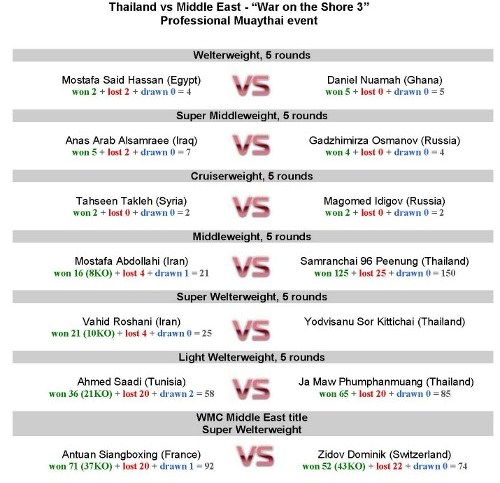 War on the Shore 3 fight card